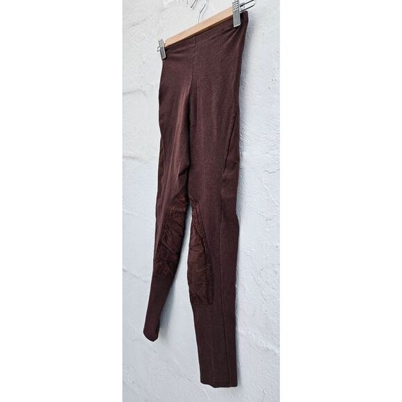 Vintage 90s Equestrian Design Riding Pants Small Brown Pull On Leggings Suede - Picture 2 of 12